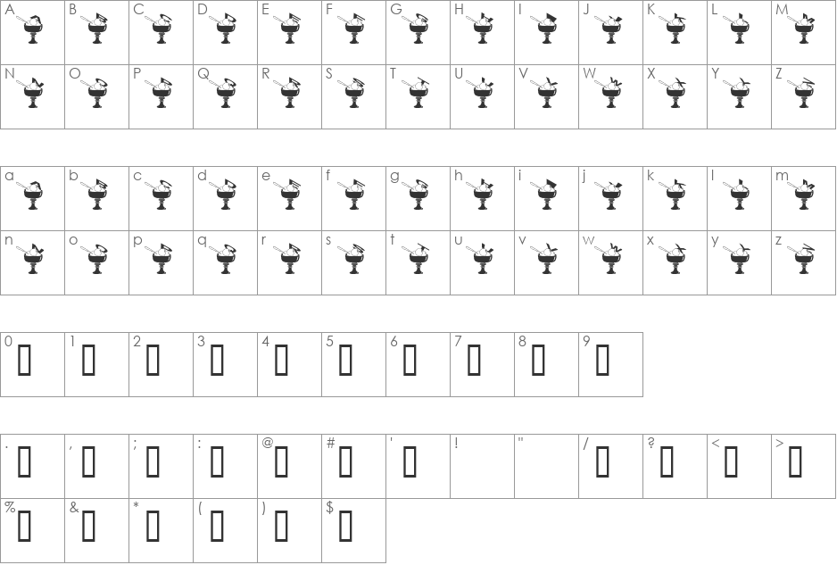 Summer in the city font character map preview