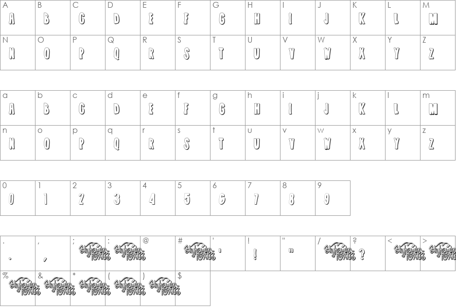 Summer Jams font character map preview