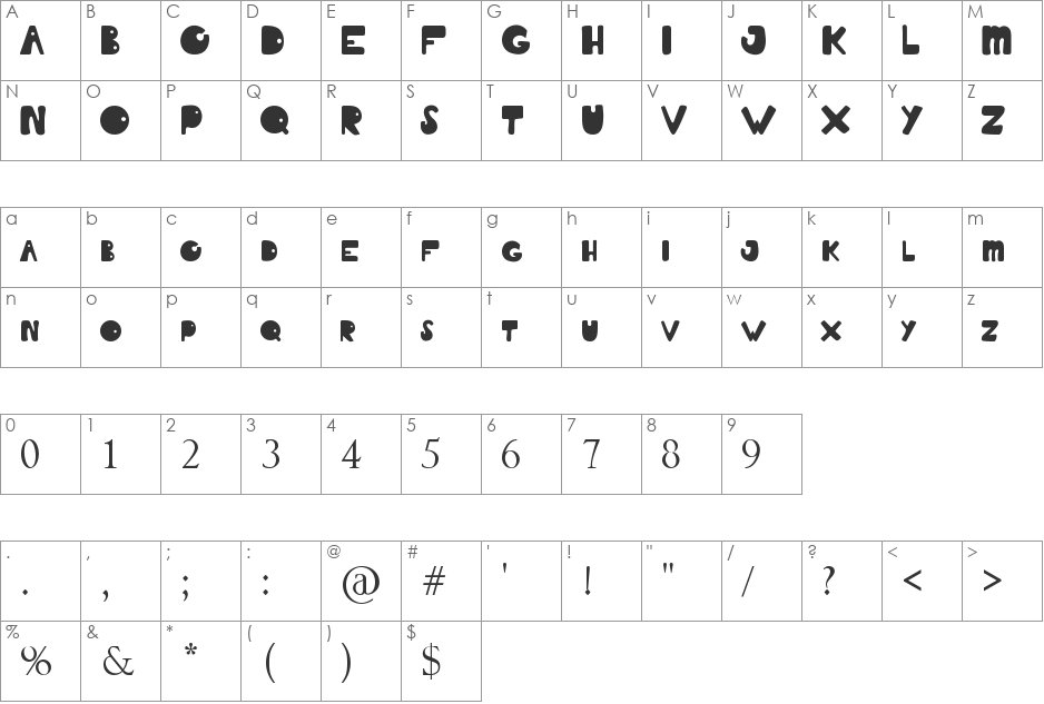 Summer Of Love font character map preview