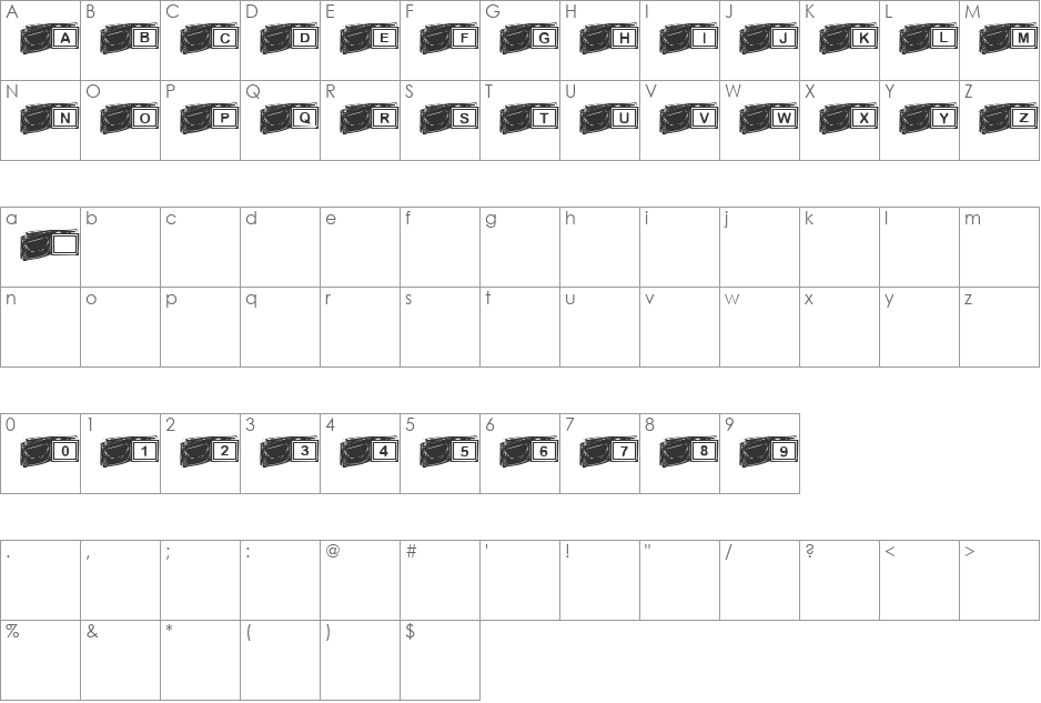Summer's Billfold font character map preview
