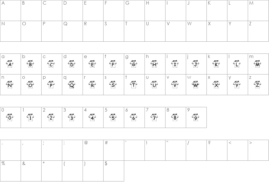 Summer's Clothesline font character map preview
