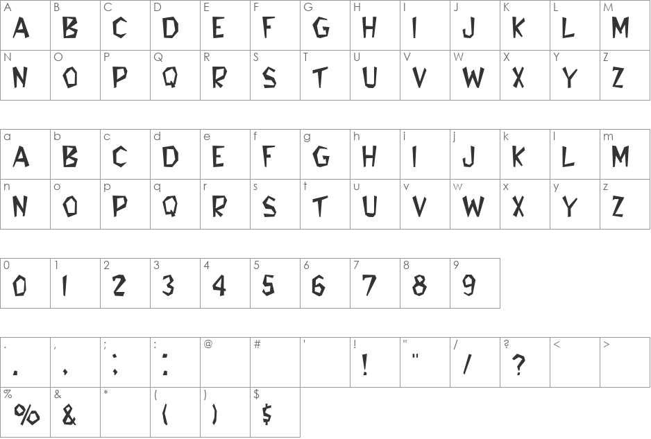 Bedrock font character map preview