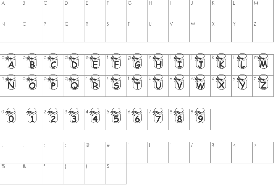 Summer's Jars font character map preview