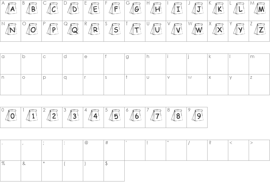 Summer's Lunch Bags font character map preview