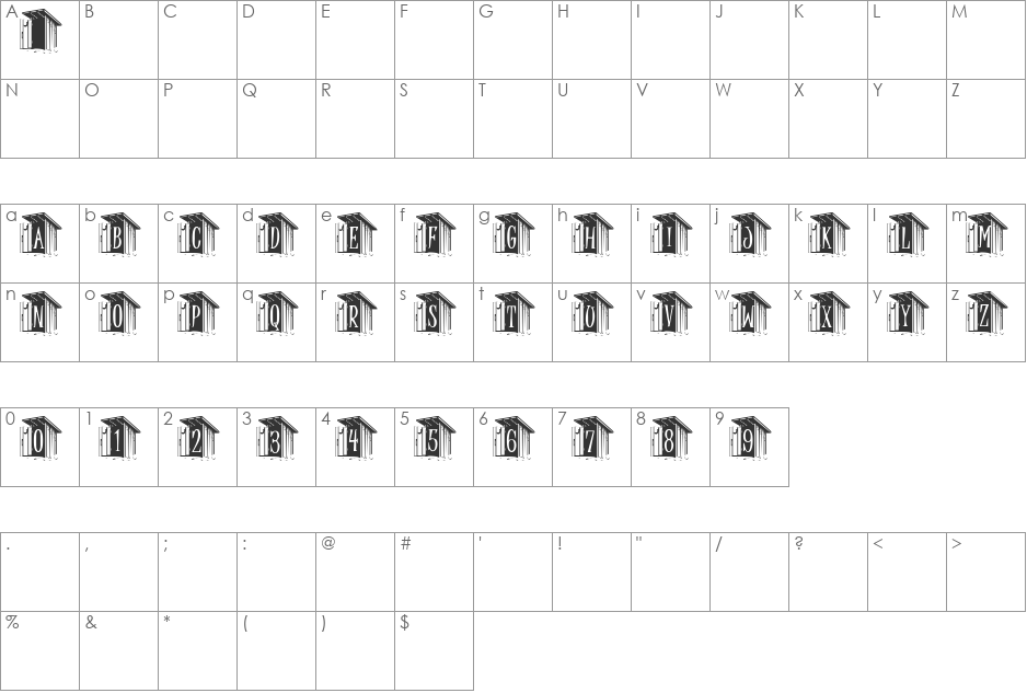 Summer's Moon font character map preview