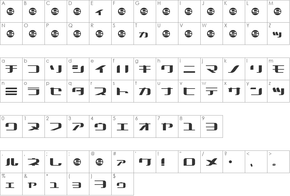 SUMMERCAMPKaSha font character map preview