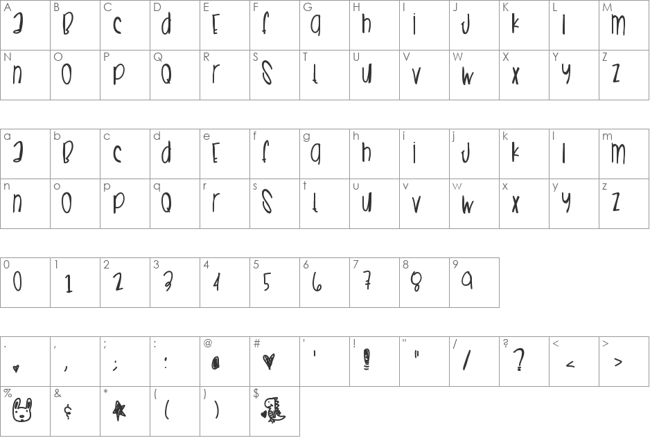 SummerCrushes font character map preview