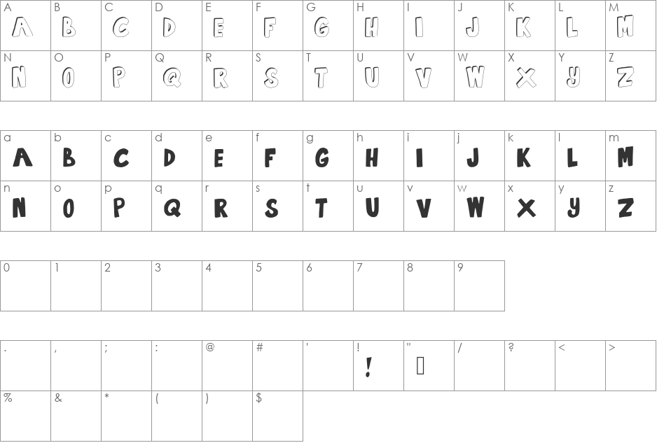 Summertime Lovin font character map preview