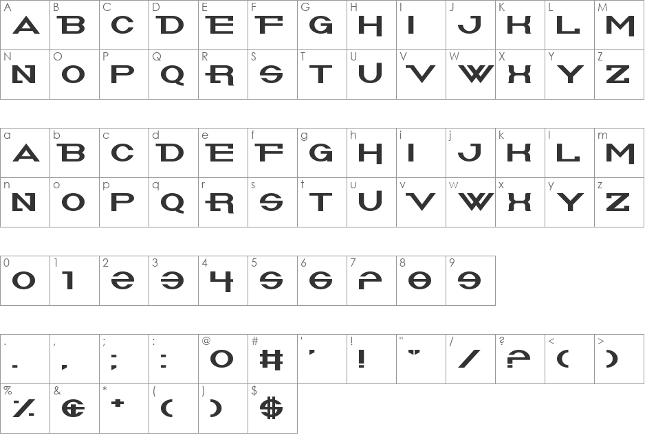 Summoners font character map preview