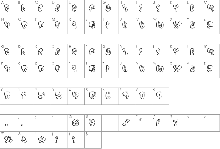 SUMO font character map preview