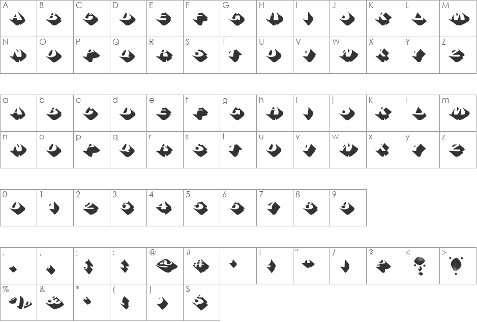 Sumo font character map preview