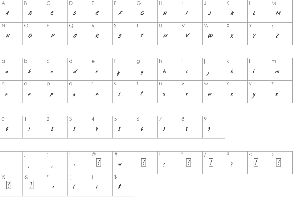 Sunday Mornings font character map preview