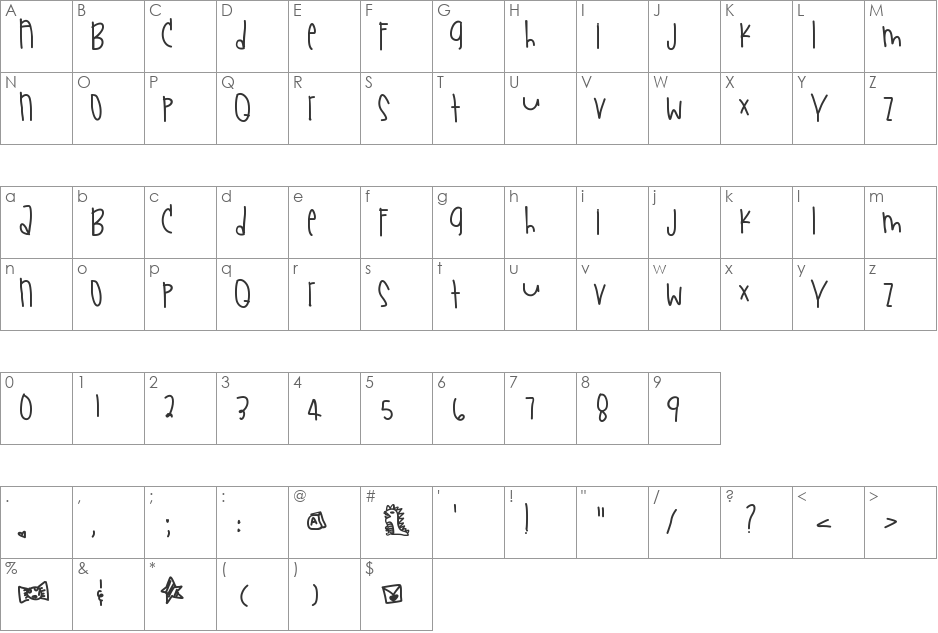 SundaySneakerFun font character map preview