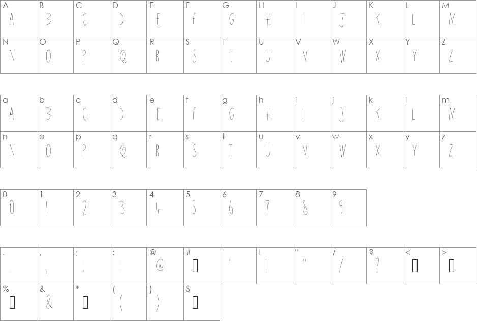sundrop font character map preview