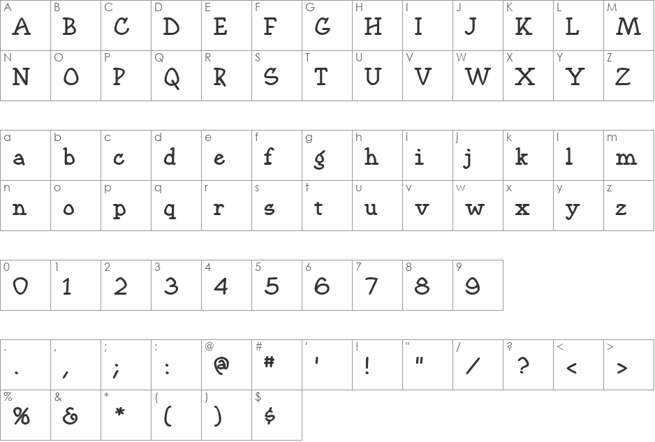 SundsvallBold font character map preview