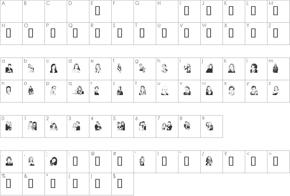 Sunnydale font character map preview