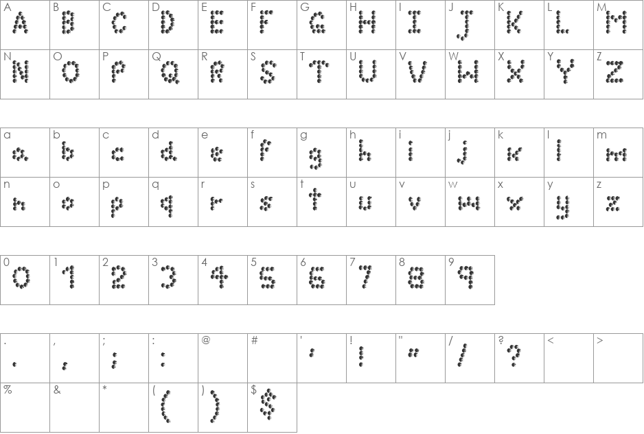 sunnyday font character map preview