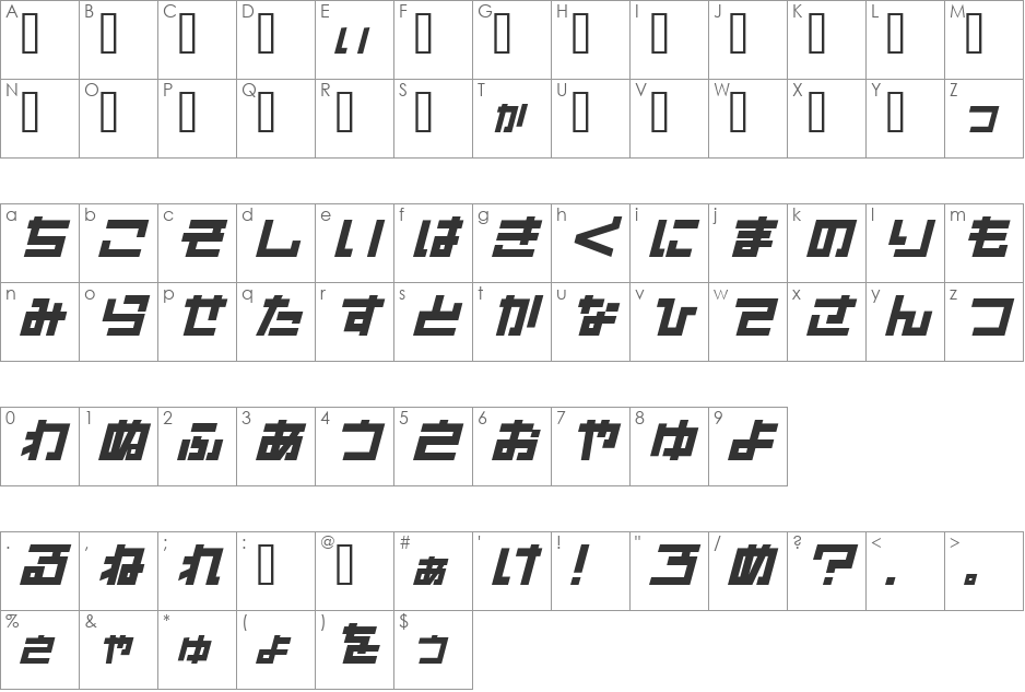 Sunplaza font character map preview