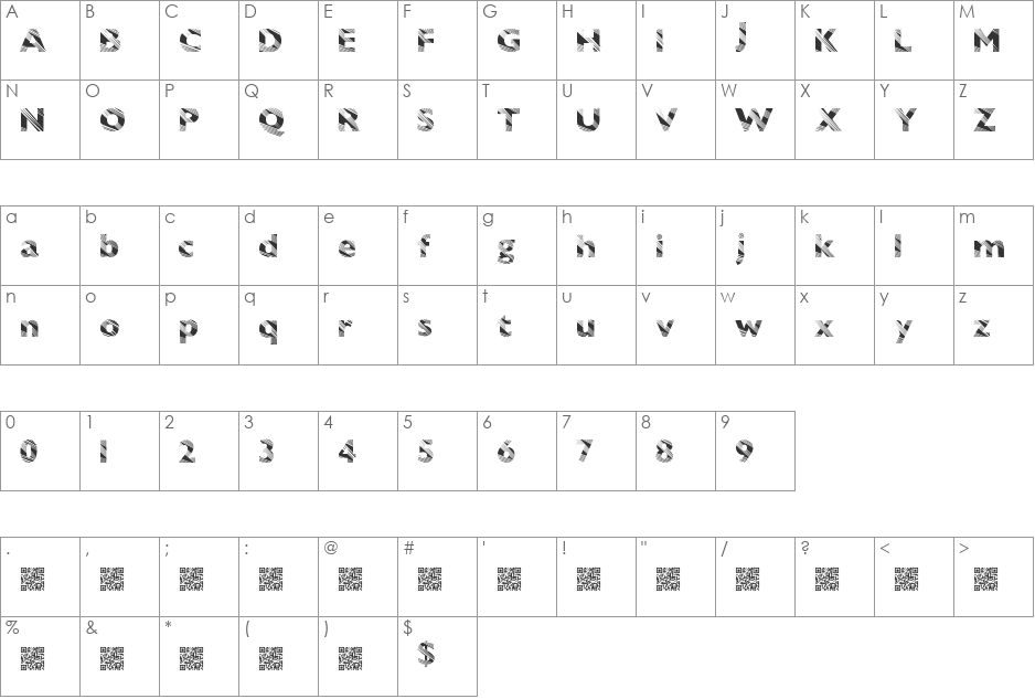 SunriseDisco font character map preview