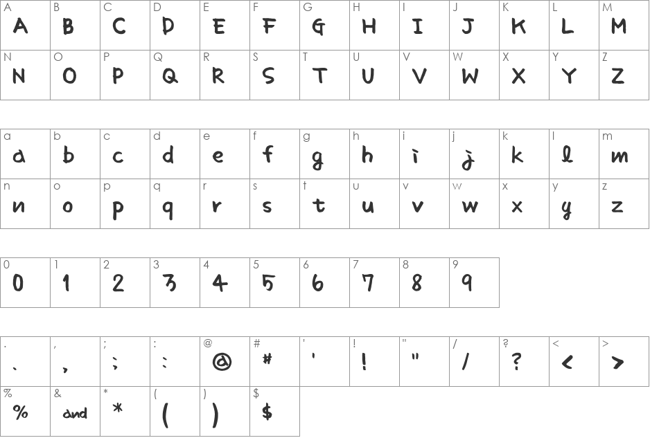 Sunshine normal font character map preview