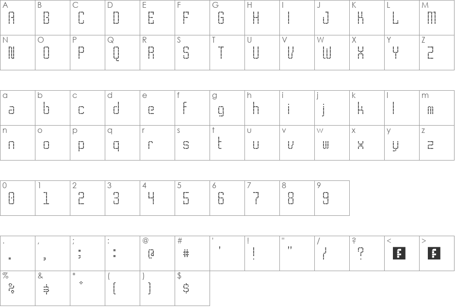 SUPER font character map preview