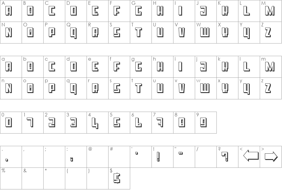 Super cube  font character map preview