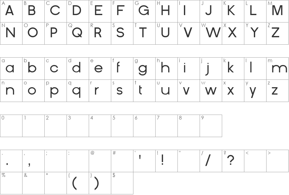 Super Rad font character map preview
