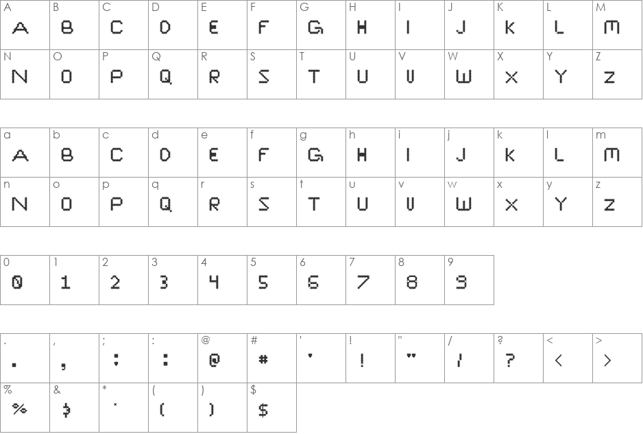 Super Spikey font character map preview