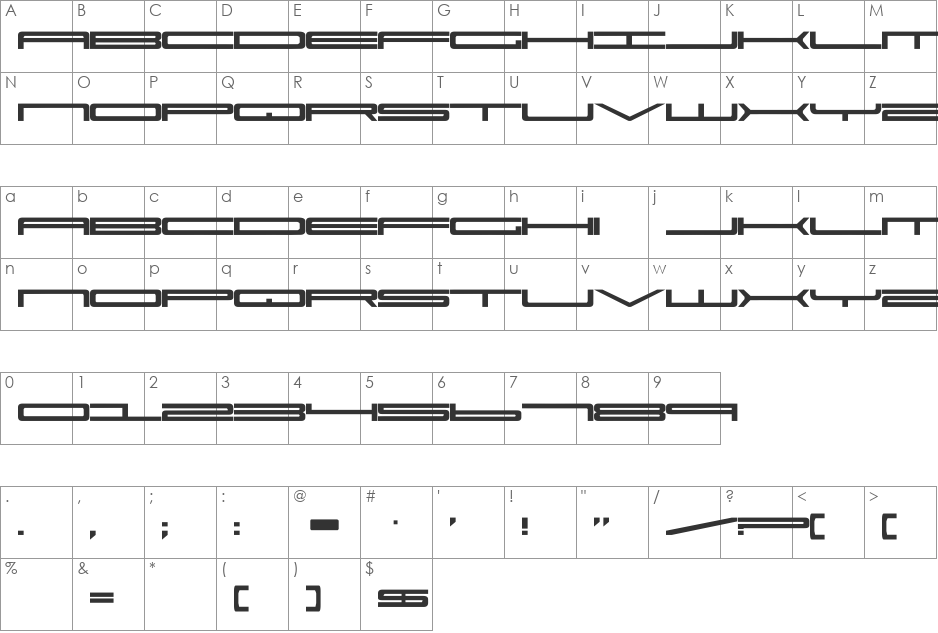 Super Ultra 911 font character map preview