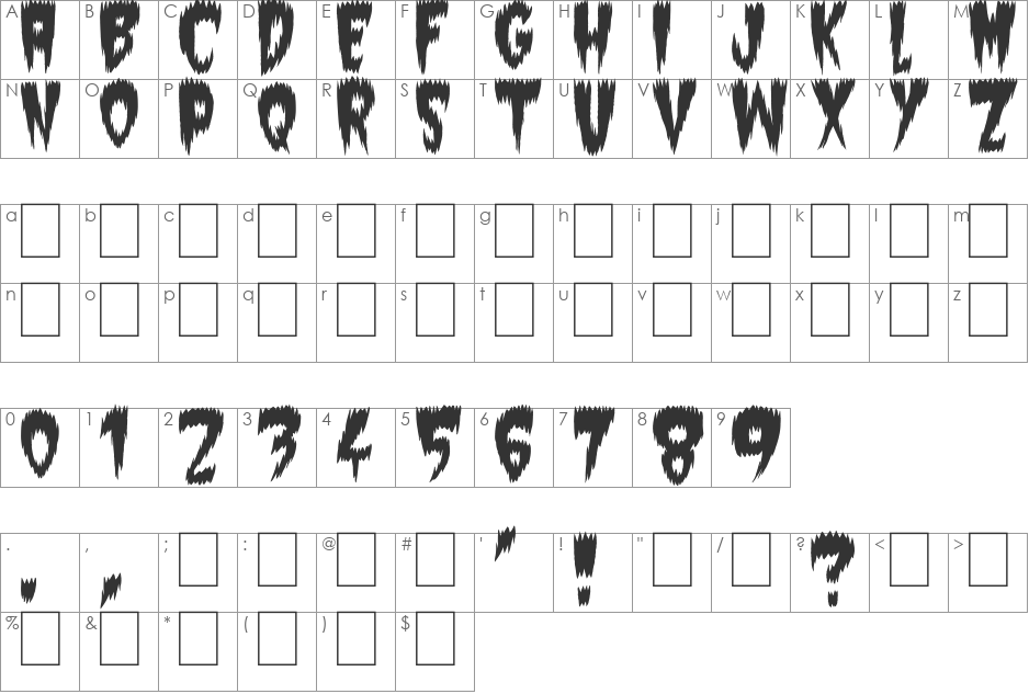 Super Weird font character map preview