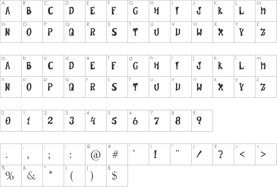Super Wumpa font character map preview