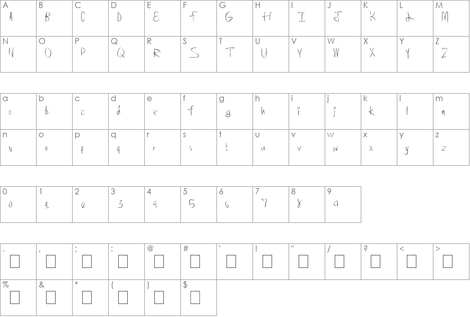 SuperAwesome font character map preview
