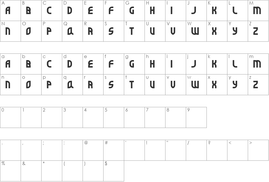 SuperBefok font character map preview