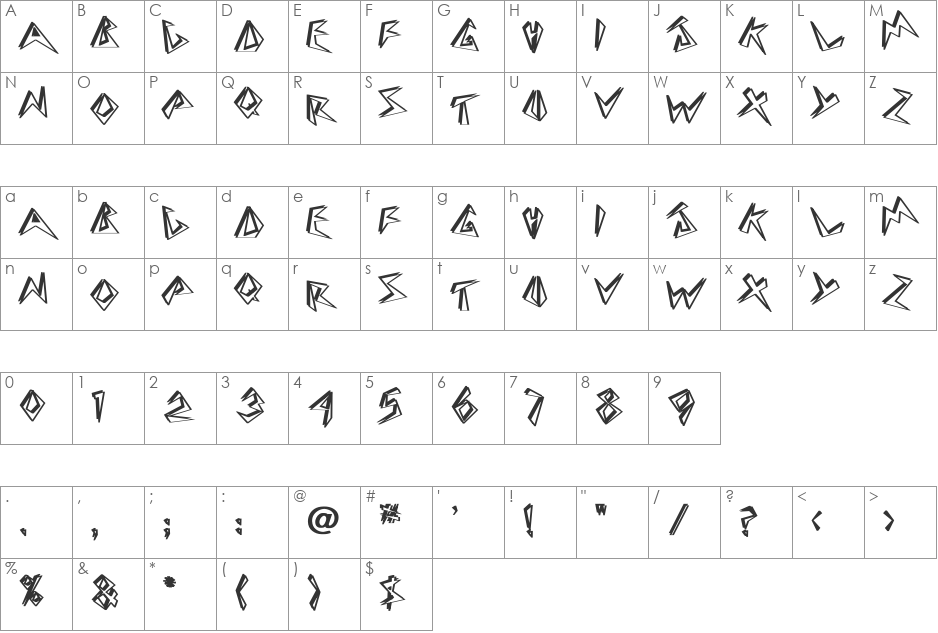 BeeBopp Bold font character map preview