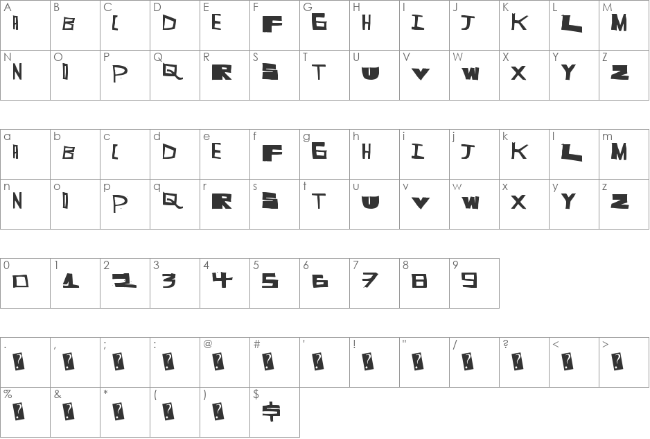 SuperCut font character map preview