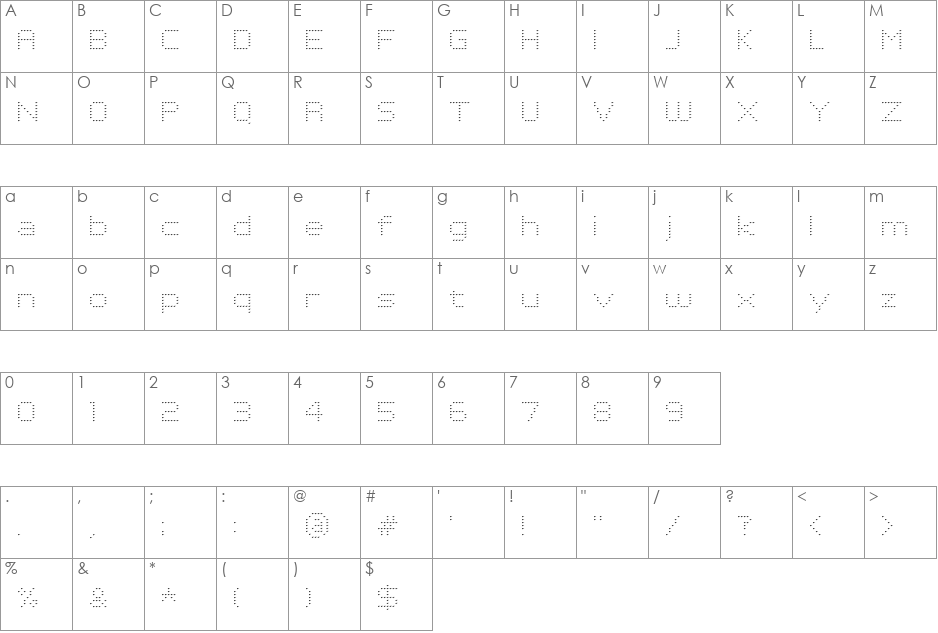 SuperDot font character map preview