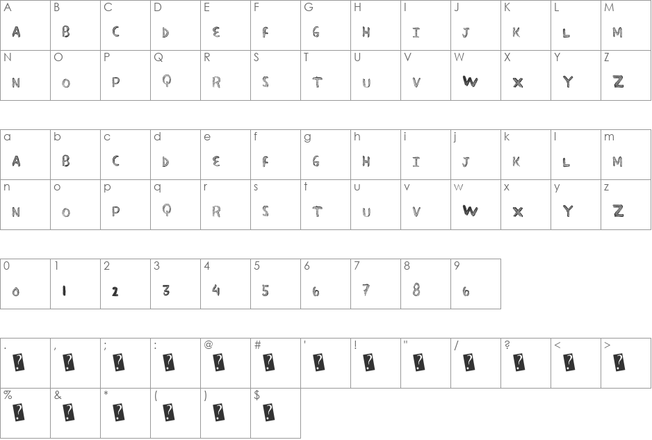 SuperFade font character map preview