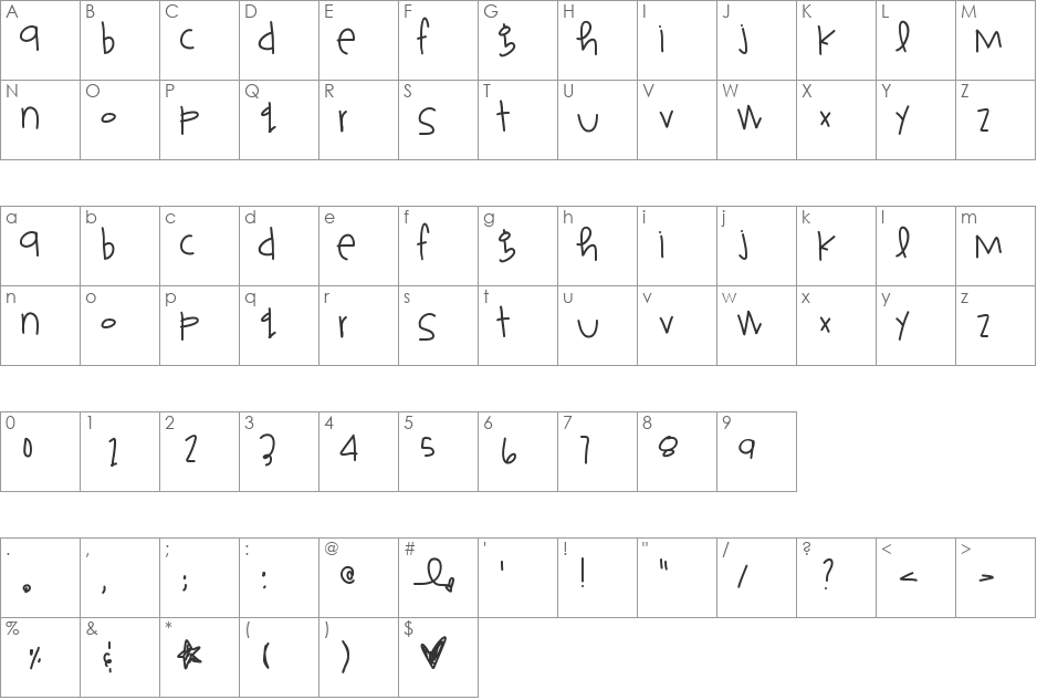 SuperGirlfriend font character map preview