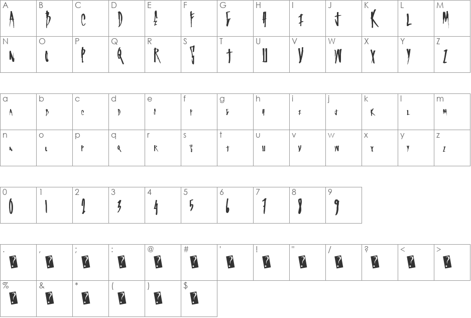 SuperGraf font character map preview