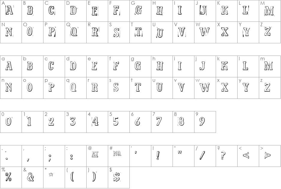Superior font character map preview