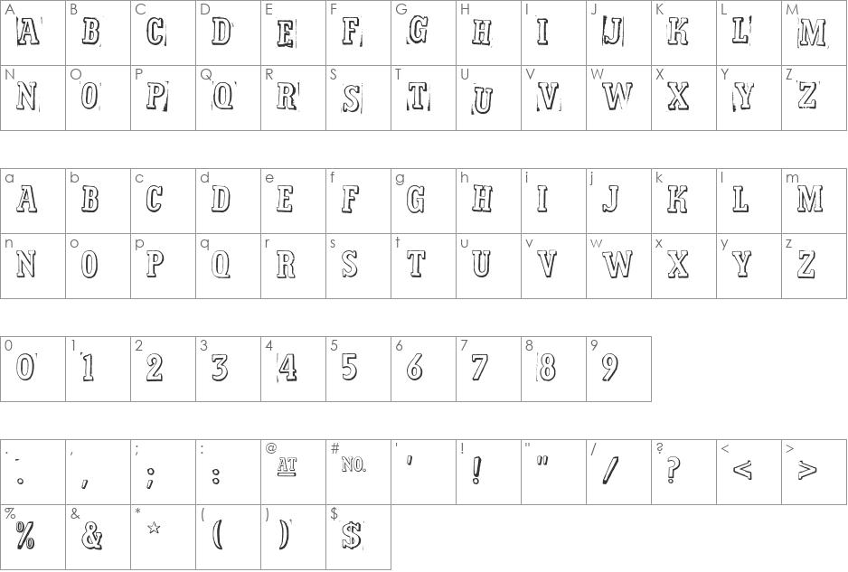 Superior font character map preview