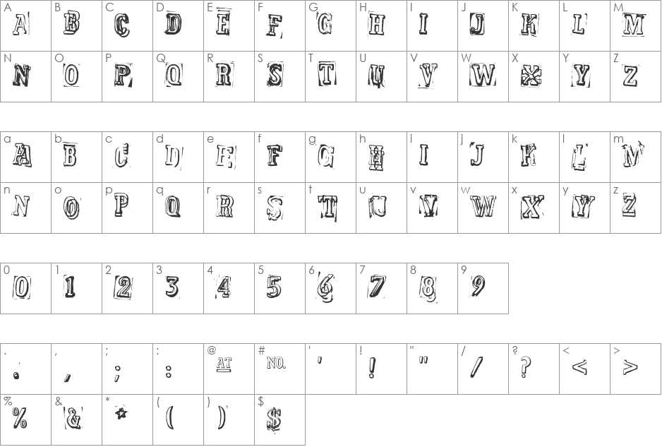 SuperiorSmudged font character map preview