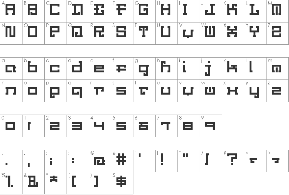 superold-gr font character map preview