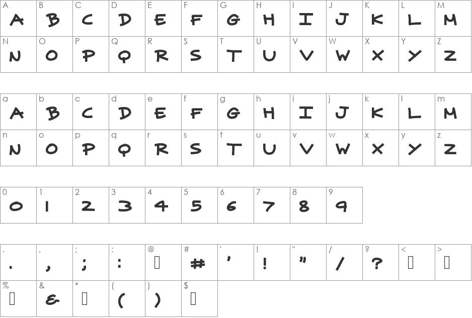superpowers font character map preview