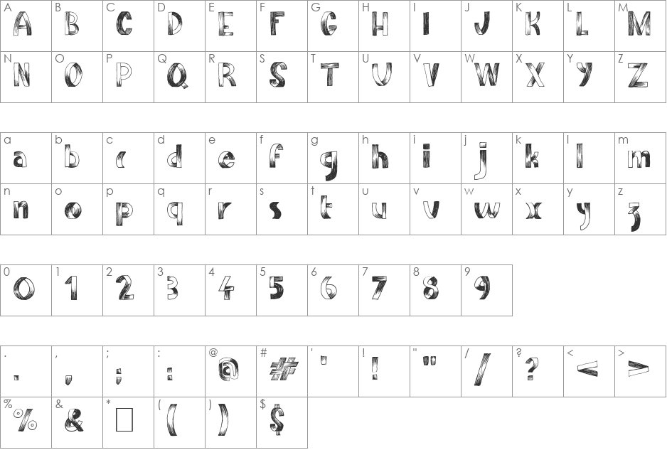 SuperpoZ font character map preview