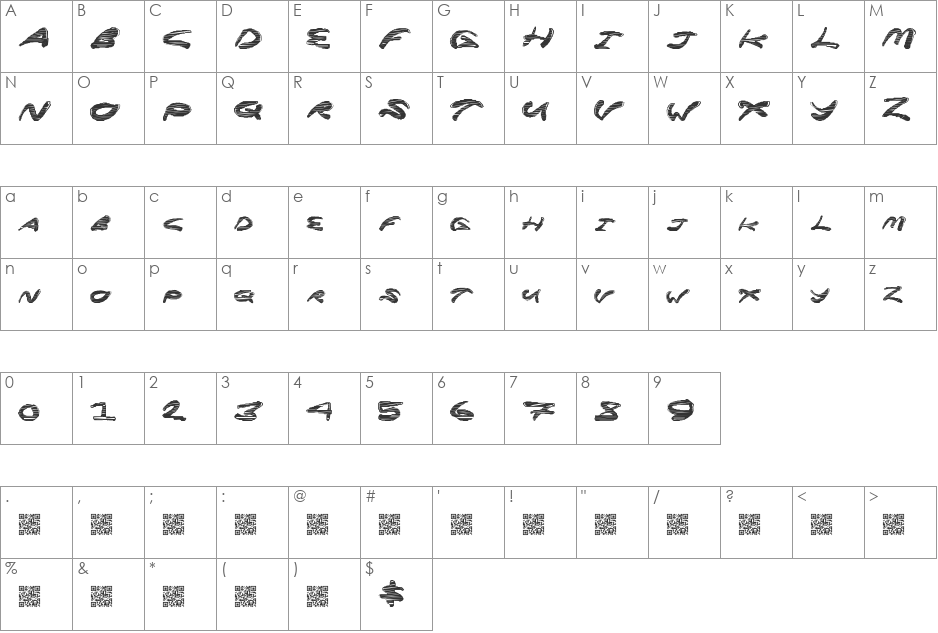 SuperRocket font character map preview