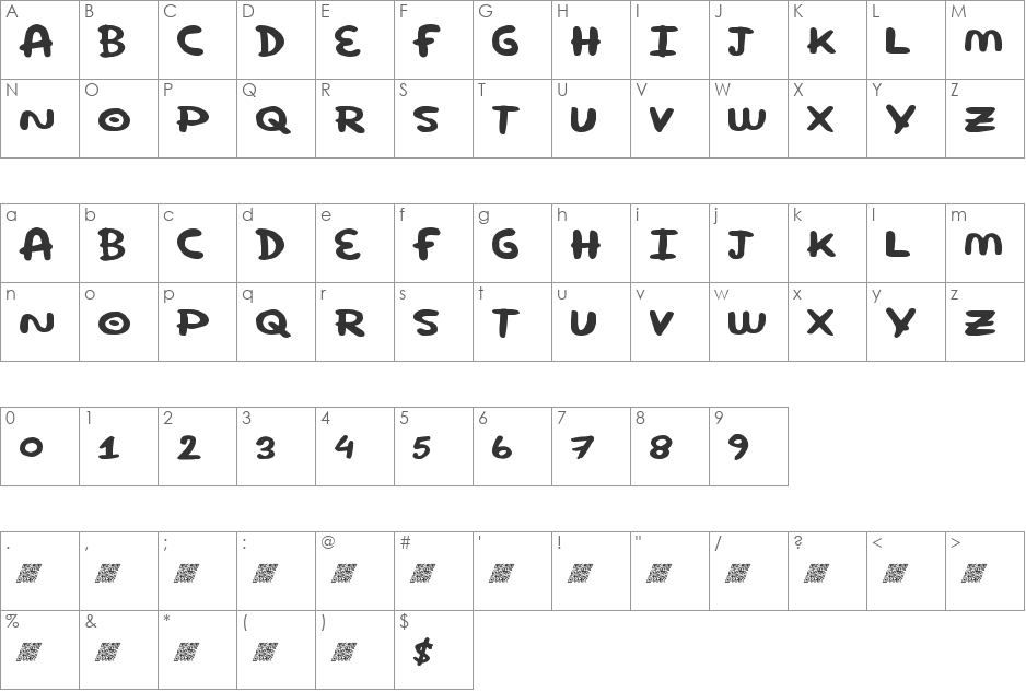 SuperRound font character map preview
