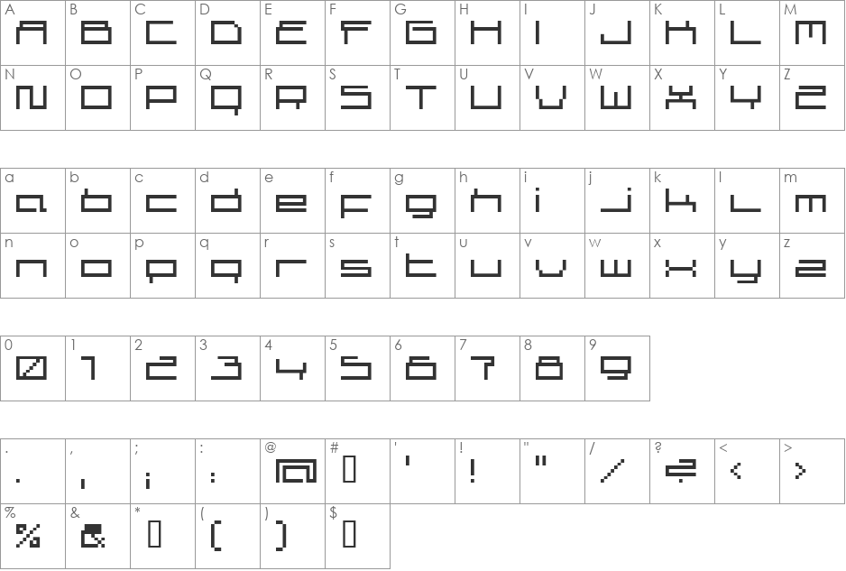 superscreen font character map preview