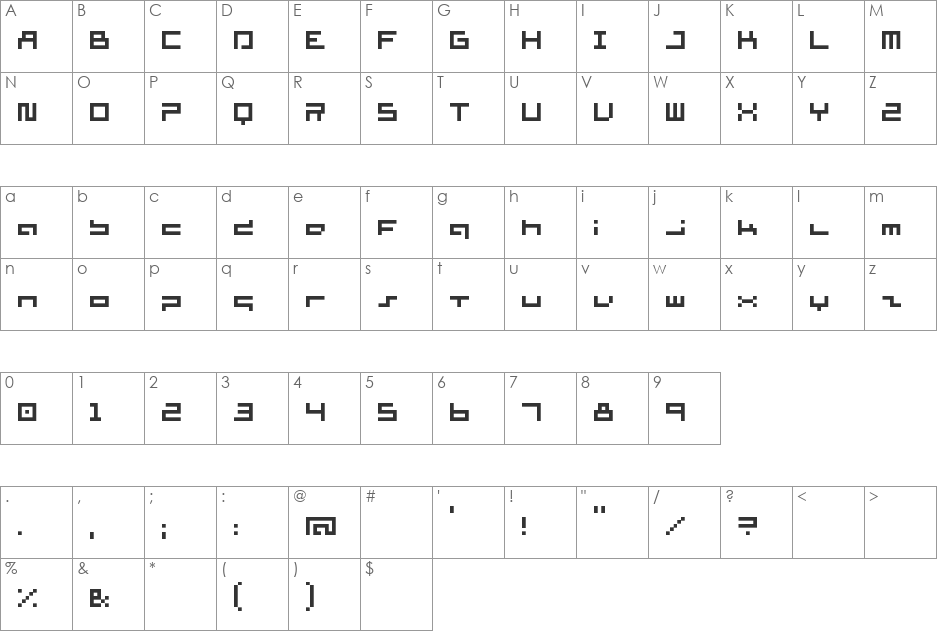 supersimple font character map preview