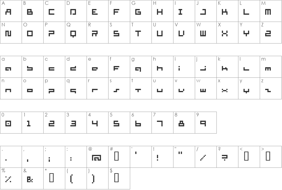 supersimple font character map preview